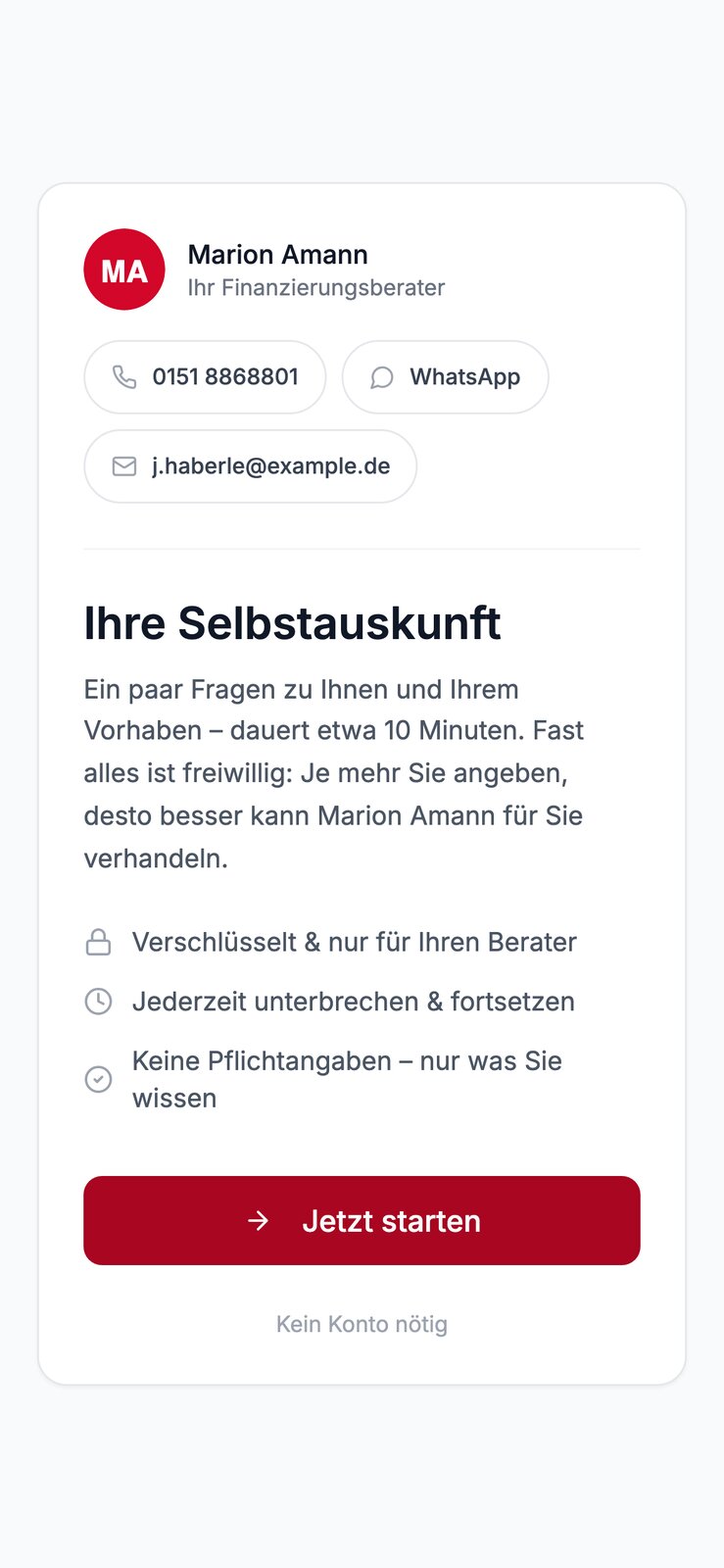 Selbstauskunft auf dem Handy
